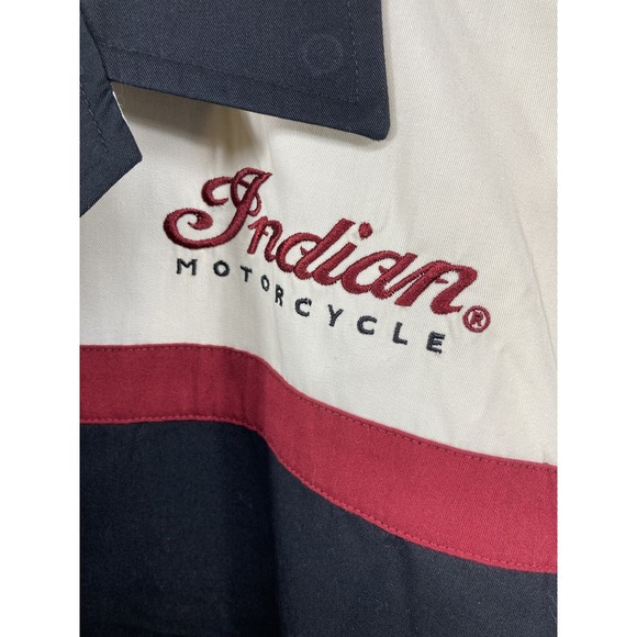 Indian Motorcycles All Embroidered Wit Patch Mechanic XL Cream Button Down Shirt - Picture 4 of 16